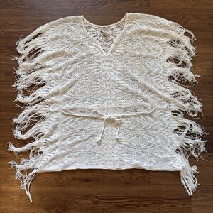 Lucky Brand Live In Love Women’s Small Cream Boho Swim Cover Up Swim Dress
